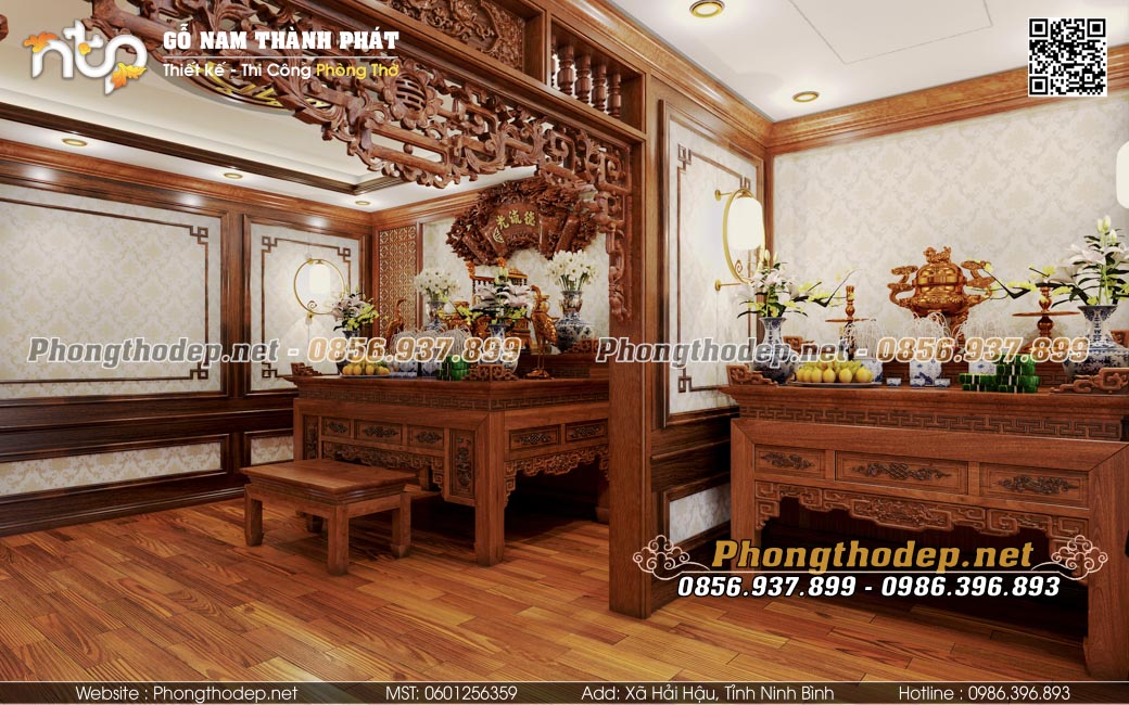 Không gian thờ tự bên ngoại đặt bên cạnh cửa sổ thông thoáng